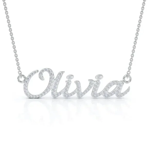 Creative Round Diamond 18K Gold Letter Name Necklace - Picture 3 of 3